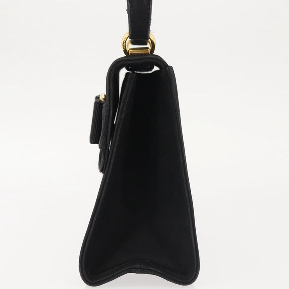 Salvatore Ferragamo Vala Hand Bag Suede Black Gold Auth BA5846