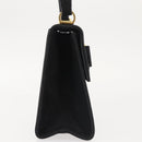 Salvatore Ferragamo Vala Hand Bag Suede Black Gold Auth BA5846-4