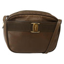 Salvatore Ferragamo Vala Shoulder Bag Embossed Leather Brown Gold Auth BA5847-1