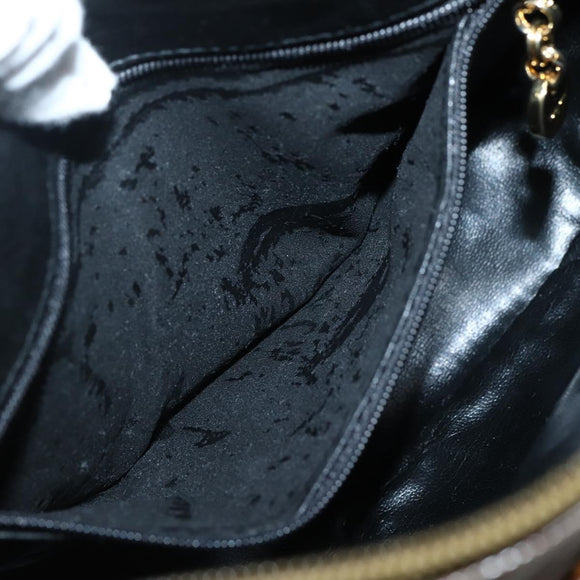 Salvatore Ferragamo Vala Shoulder Bag Embossed Leather Brown Gold Auth BA5847