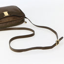 Salvatore Ferragamo Vala Shoulder Bag Embossed Leather Brown Gold Auth BA5847-7