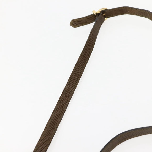 Salvatore Ferragamo Vala Shoulder Bag Embossed Leather Brown Gold Auth BA5847