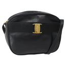 Salvatore Ferragamo Vala Shoulder Bag Leather Black Gold Auth BA5848-1