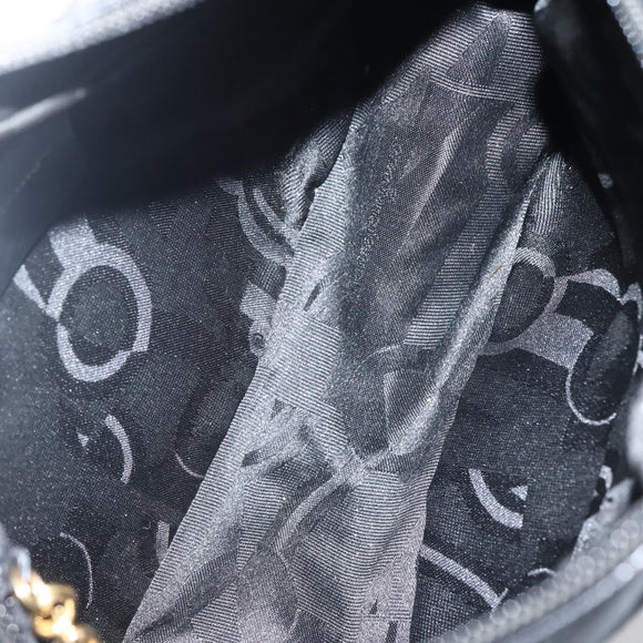 Salvatore Ferragamo Vala Shoulder Bag Leather Black Gold Auth BA5848