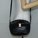 Salvatore Ferragamo Vala Shoulder Bag Leather Black Gold Auth BA5848-22