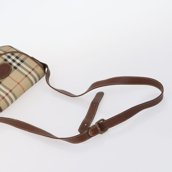 Burberrys Nova Check Shoulder Bag Leather 3Set Beige Brown black Auth BA5851