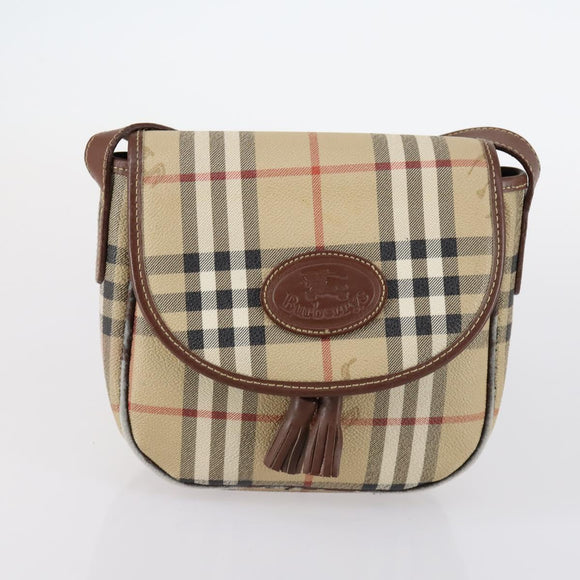 Burberrys Nova Check Shoulder Bag Leather 3Set Beige Brown black Auth BA5851