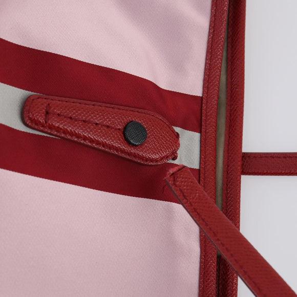 BALLY Loewe Shoulder Bag Canvas PVC Nylon 3Set Pink Brown Auth BA5852