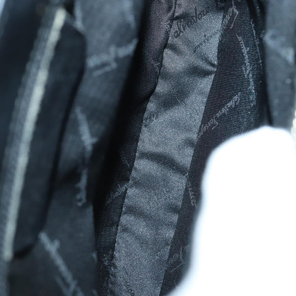 Salvatore Ferragamo Gancini Bag Vinyl Leather 3Set Black Navy Auth BA5853