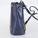 Salvatore Ferragamo Gancini Bag Vinyl Leather 3Set Black Navy Auth BA5853-17