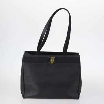 Salvatore Ferragamo Gancini Bag Vinyl Leather 3Set Black Navy Auth BA5853 - 0