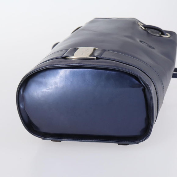 Salvatore Ferragamo Gancini Bag Vinyl Leather 3Set Black Navy Auth BA5853