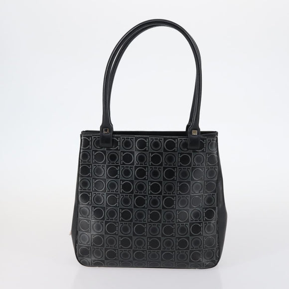 Salvatore Ferragamo Gancini Bag Vinyl Leather 3Set Black Navy Auth BA5853