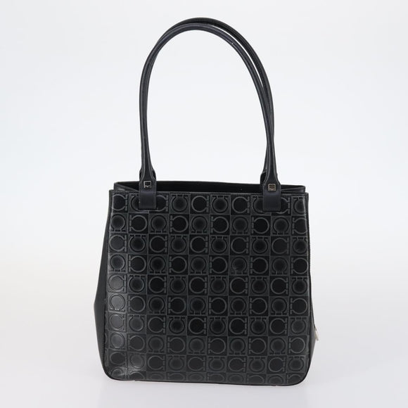 Salvatore Ferragamo Gancini Bag Vinyl Leather 3Set Black Navy Auth BA5853