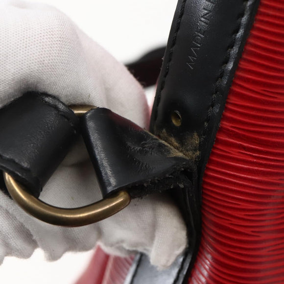 LOUIS VUITTON Epi Petit Noe Shoulder Bag Bicolor Black Red M44017 LV Auth BA5862