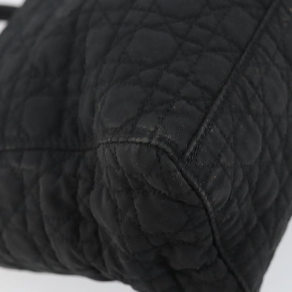 Christian Dior Canage Hand Bag Nylon Black Gold Auth BA5864