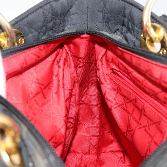 Christian Dior Canage Hand Bag Nylon Black Gold Auth BA5864