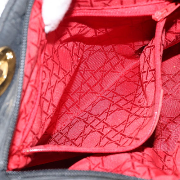 Christian Dior Canage Hand Bag Nylon Black Gold Auth BA5864