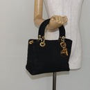 Christian Dior Canage Hand Bag Nylon Black Gold Auth BA5864-21