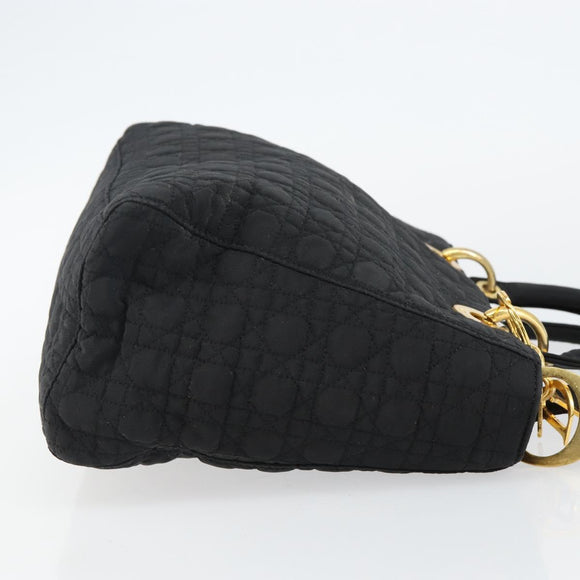 Christian Dior Canage Hand Bag Nylon Black Gold Auth BA5864