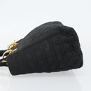Christian Dior Canage Hand Bag Nylon Black Gold Auth BA5864-4