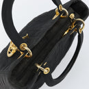 Christian Dior Canage Hand Bag Nylon Black Gold Auth BA5864-6
