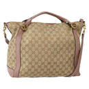 GUCCI GG Canvas Hand Bag 2way Beige Gold 323675 Auth BA5865-1