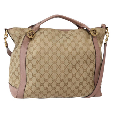 GUCCI GG Canvas Hand Bag 2way Beige Gold 323675 Auth BA5865