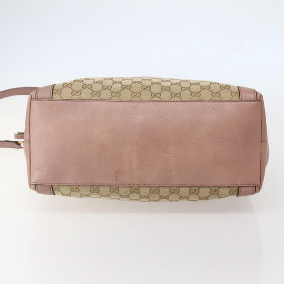 GUCCI GG Canvas Hand Bag 2way Beige Gold 323675 Auth BA5865