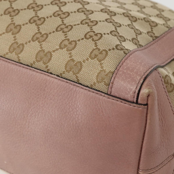 GUCCI GG Canvas Hand Bag 2way Beige Gold 323675 Auth BA5865
