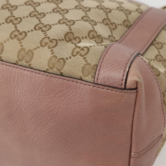 GUCCI GG Canvas Hand Bag 2way Beige Gold 323675 Auth BA5865
