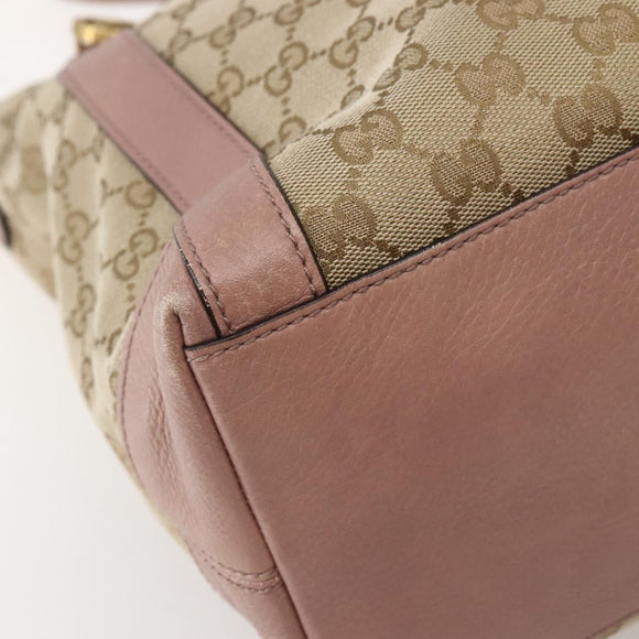 GUCCI GG Canvas Hand Bag 2way Beige Gold 323675 Auth BA5865