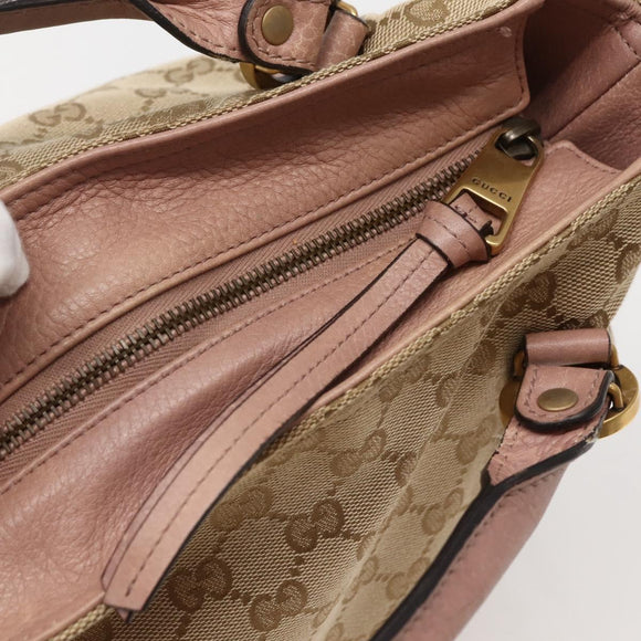GUCCI GG Canvas Handtas 2-weg Beige Goud 323675 Auth BA5865