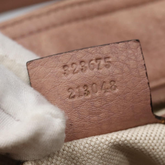 GUCCI GG Canvas Hand Bag 2way Beige Gold 323675 Auth BA5865