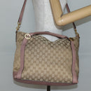 GUCCI GG Canvas Hand Bag 2way Beige Gold 323675 Auth BA5865-23