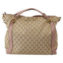 GUCCI GG Canvas Hand Bag 2way Beige Gold 323675 Auth BA5865-2