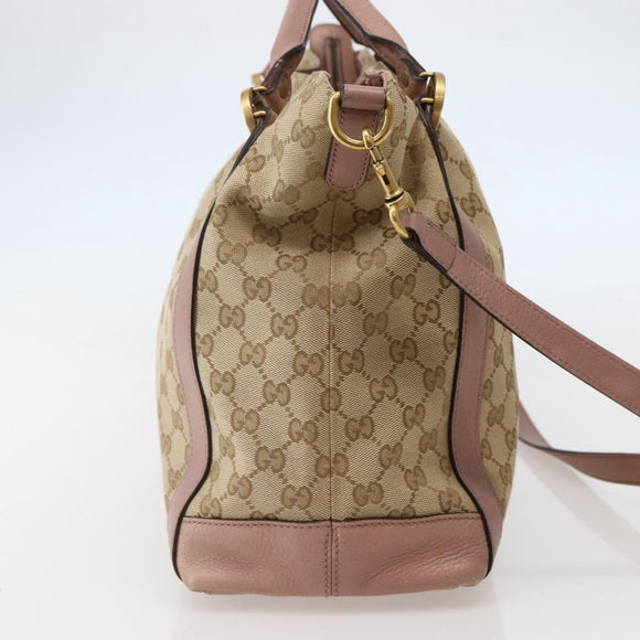 GUCCI GG Canvas Hand Bag 2way Beige Gold 323675 Auth BA5865