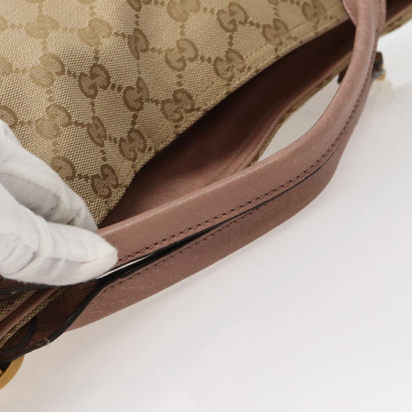 GUCCI GG Canvas Hand Bag 2way Beige Gold 323675 Auth BA5865