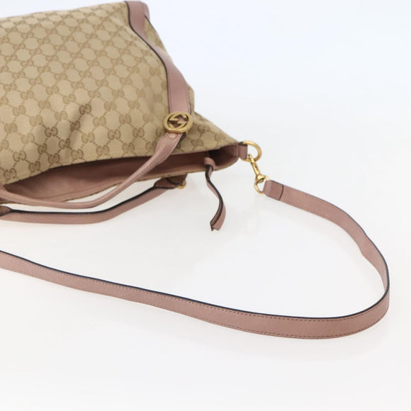 GUCCI GG Canvas Hand Bag 2way Beige Gold 323675 Auth BA5865
