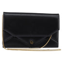 Christian Dior Chain Shoulder Bag Leather Black Gold Auth BA5867-1