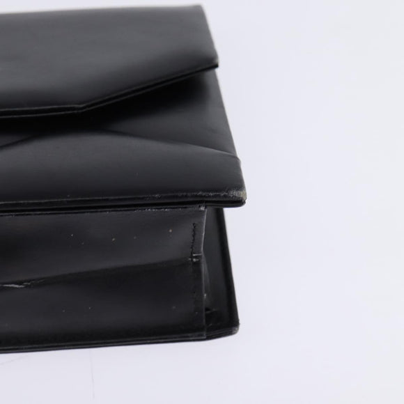 Christian Dior Chain Shoulder Bag Leather Black Gold Auth BA5867