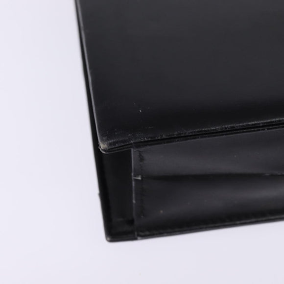 Christian Dior Chain Shoulder Bag Leather Black Gold Auth BA5867