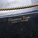 Christian Dior Chain Shoulder Bag Leather Black Gold Auth BA5867-18