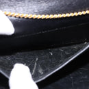 Christian Dior Chain Shoulder Bag Leather Black Gold Auth BA5867-12