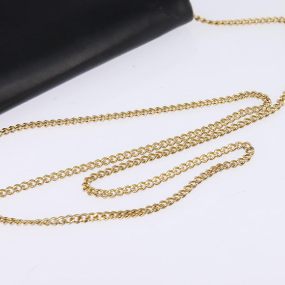 Christian Dior Chain Shoulder Bag Leather Black Gold Auth BA5867