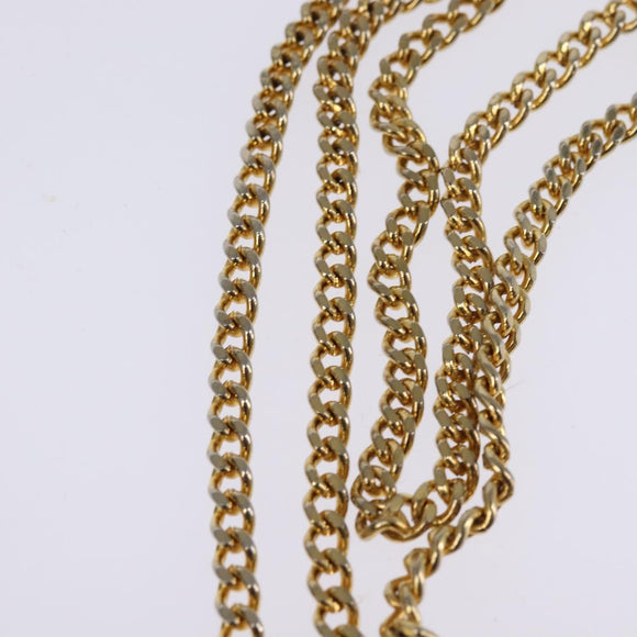 Christian Dior Chain Shoulder Bag Leather Black Gold Auth BA5867