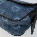 Salvatore Ferragamo Gancini Shoulder Bag Canvas Navy Gold Auth BA5868-10