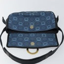 Salvatore Ferragamo Gancini Shoulder Bag Canvas Navy Gold Auth BA5868-15