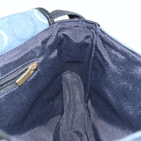 Salvatore Ferragamo Gancini Shoulder Bag Canvas Navy Gold Auth BA5868