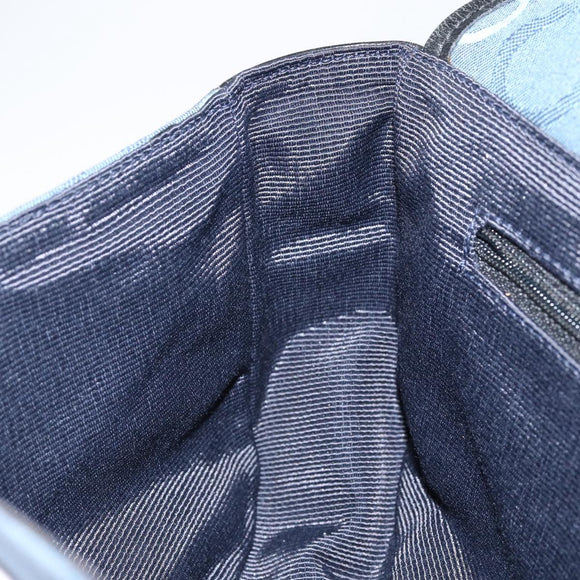 Salvatore Ferragamo Gancini Shoulder Bag Canvas Navy Gold Auth BA5868